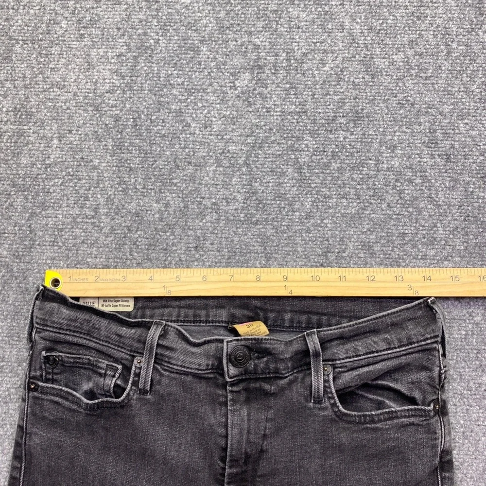 True Religion Halle Super Skinny Jeans Black Mid Rise Ankle Zip Sz 30 USA Grunge